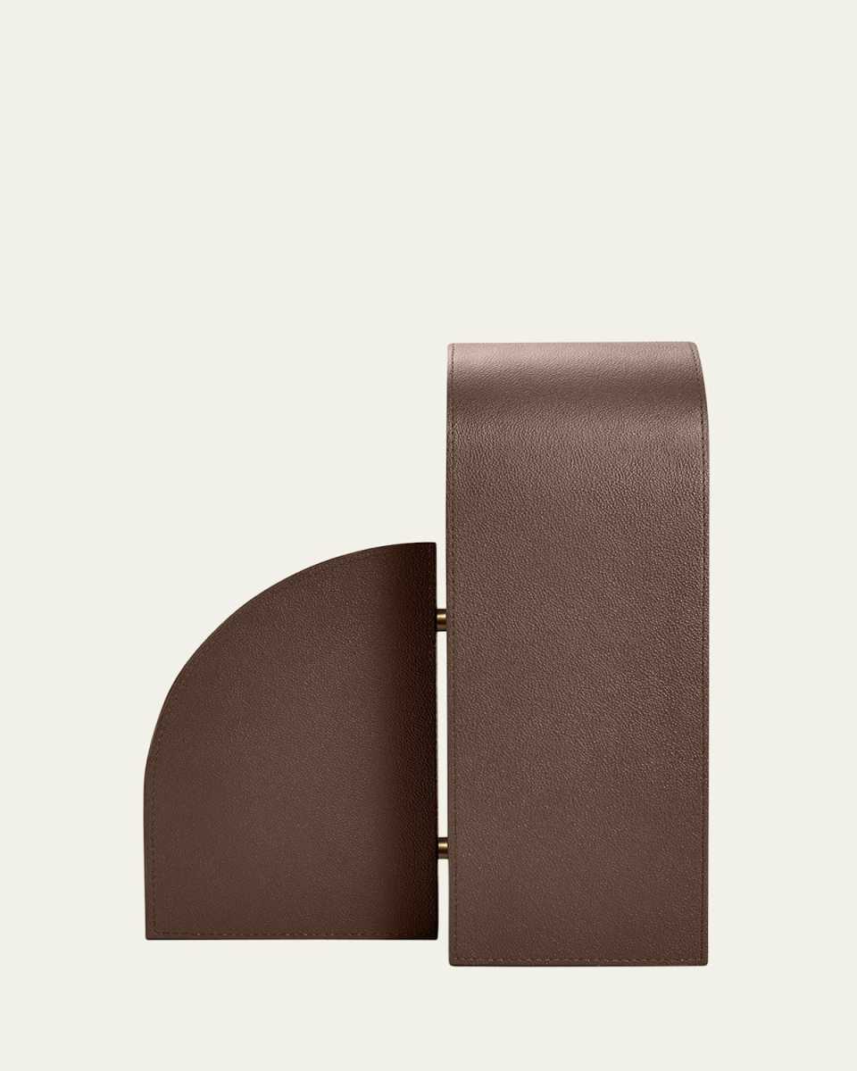 Cubist L Brown Leather Bookend
